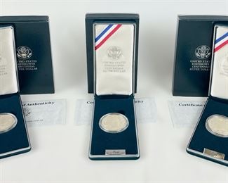 2 1990-P & 1 1990-W U.S. Eisenhower Centennial 90% Silver Dollar Coins W/ Certificate Of Authenticity
