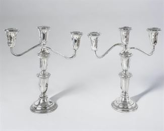 1730 Grams Fine Empire Sterling Silver Weighted 2 Pc PairOf Candelabras
