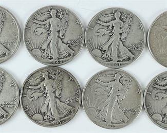 8 1935-1944 U.S. Walking Liberty 90% Silver Half Dollar Coins: 1 1941-D
