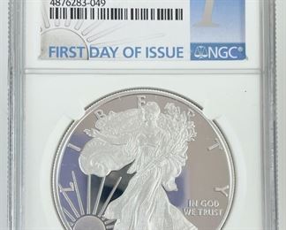 2019-W U.S. American Eagle 99.9% Silver Dollar Coin First Day Of Issue Congratulations Set NGC PF 70

