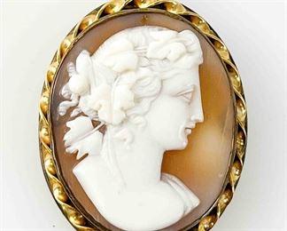 Antique Gold Filled Cameo Pendant Brooch
