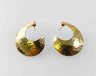 Fine 14K Yellow Gold Ciani Modernist Pierced Earrings
