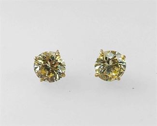 Fine 14K Yellow Gold 7mm Citrine PIerced Stud Earrings

