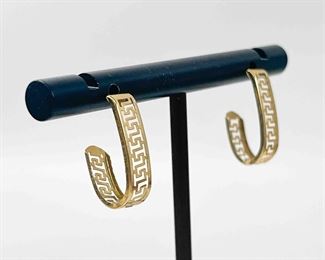 Fine 14K Yellow Gold Pierced Half Hoop Earrings
