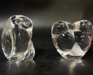 Fine Steuben signed Art Glass Crystal Love birds Paperweight
