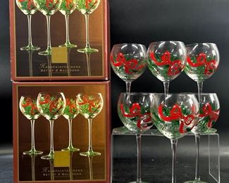 Lenox Christmas Holiday Handpainted Crystal Wine Glasses
