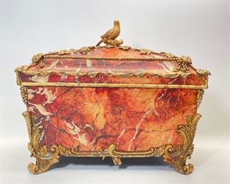 Fancy Faux marbleized Wooden Box hinged top
