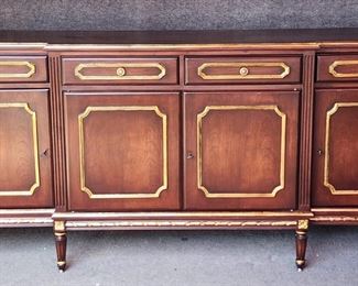 Fantastic 4 Door 4 Drawer Gilt Painted Credenza Sideboard Hollywood Regency Style Solid Wood
