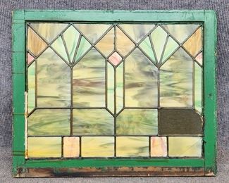 Antique Leaded Stained Glass Window
