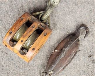 2 Antique Pulleys
