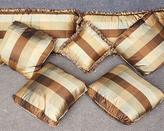 Wonderful Silk Accent Pillows 2 with Fancy Silk Trim & 2 Down Filled
