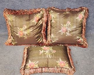 Wonderful Silk Down Filled Floral Accent Pillows with Fancy Silk
