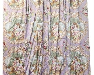 4 Romantic Landscape with Flower Silk Lined Textile Panels Curtains
