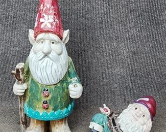 2 Vintage Garden Gnomes Resin
