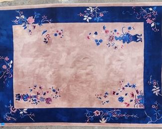 Vintage Chinese Art Deco Carved Wool Rug Area Rug Vibrant Colors Lovely!
