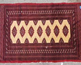 Vintage Bokara Wool Iranian Hand Knotted Area Rug
