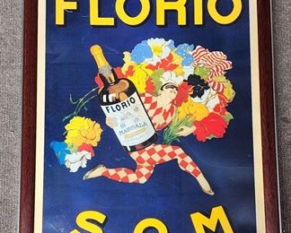 Florio Italian Wine Sommelier Lithograph Framed Poster

