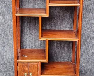 High Quality Vintage Asian Rosewood Display Shelf with Fancy Brass Pulls
