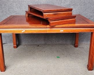 20th Century Asian Rosewood Dining Table with Extension Leaves
