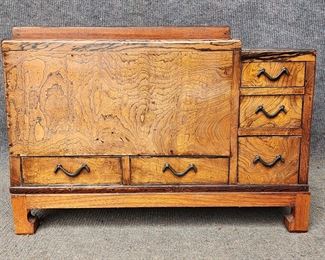 1930's Yew Wood Ebony Pegged Hibachi Copper Lined Hibachi with a Bonus Collection of Sea Shells
