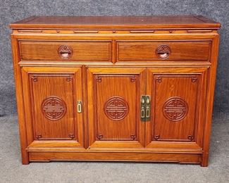 High Quality 20th Century Asian Rosewood Credenza Server Fancy Brass Hardware
