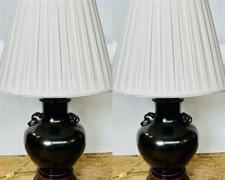 PAIR Fantastic Asian Bronze table lamps (31.5 inches H)
