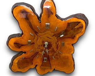 MCM Wood Slab Live Edge Wall-Hanging Clock
