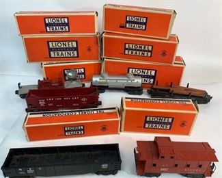 Vintage Lionel O Gauge Train Cars In Original Boxes - Searchlight Car, Whistle Tender, Hopper Car, Tank Car, Caboose and More
