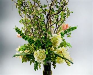 Elegant X-Large Faux Flower Arrangement in fancy Large Glass Vase
