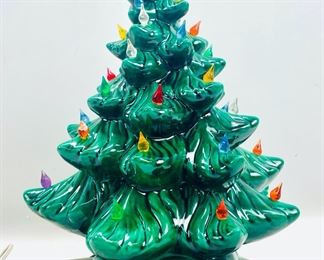 Vintage Ceramic Christmas Light up Tree Table Lamp
