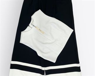 ALICE AND OLIVIA WIDE LEG BLACK TROUSERS SZ 4 WITH WHITE TOP SZ MED NEW WITH TAGS
