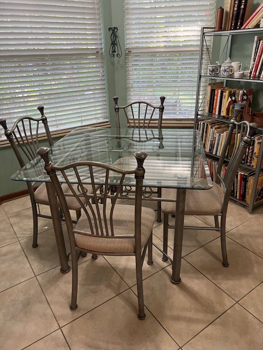 Glass and metal kitchen table