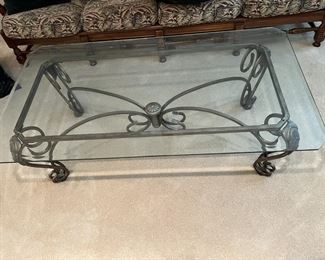 Glass and iron coffee table