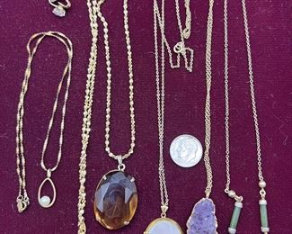 Gold filled jewelry, jade, amethyst 