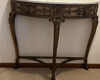 Marble top half moon table