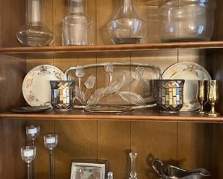 Silverplate, decanters blown glass ice bucket and more