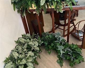 Faux ivy brass planters