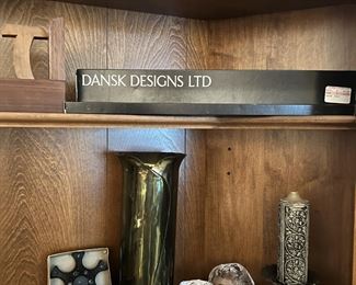 MCM candle holder, Green metal vase