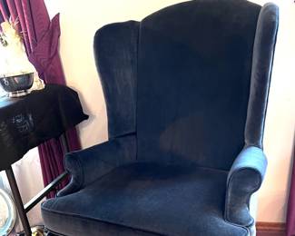 Matching Thomasville blue wing back chairs