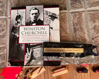 Winston Churchill book and metal book marker