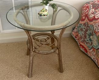 Rattan glass top table- $40