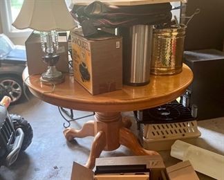 Oak Pedestal Dining Table- $