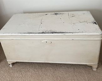 Cedar Chest with old white paint- $90