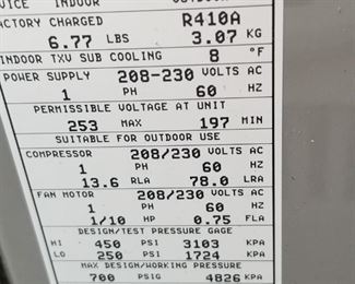 Carrier R410A mfg. Dec 2017