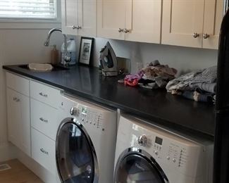 Washer & dryer; laundry room cabinets