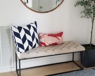 Marvelous mirror; chic foyer bench