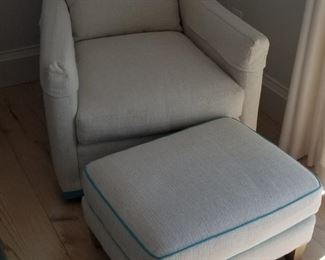 Neutral arm chair & ottoman by Lee Furniture