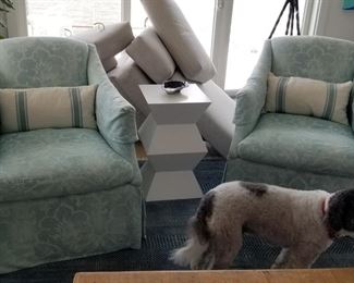 Set of two swivel arm chairs by Lee Furniture