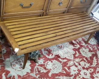 MCM slat coffee table bench available now inside A Vintage Walk 