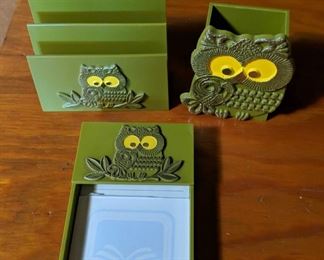 3 Piece Vintage Owl Desk Set